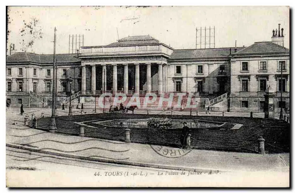 Tours (1-st-L.) — Het Paleis van Justitie — A. Papagin, uitgever drukker Tours - Voorkant