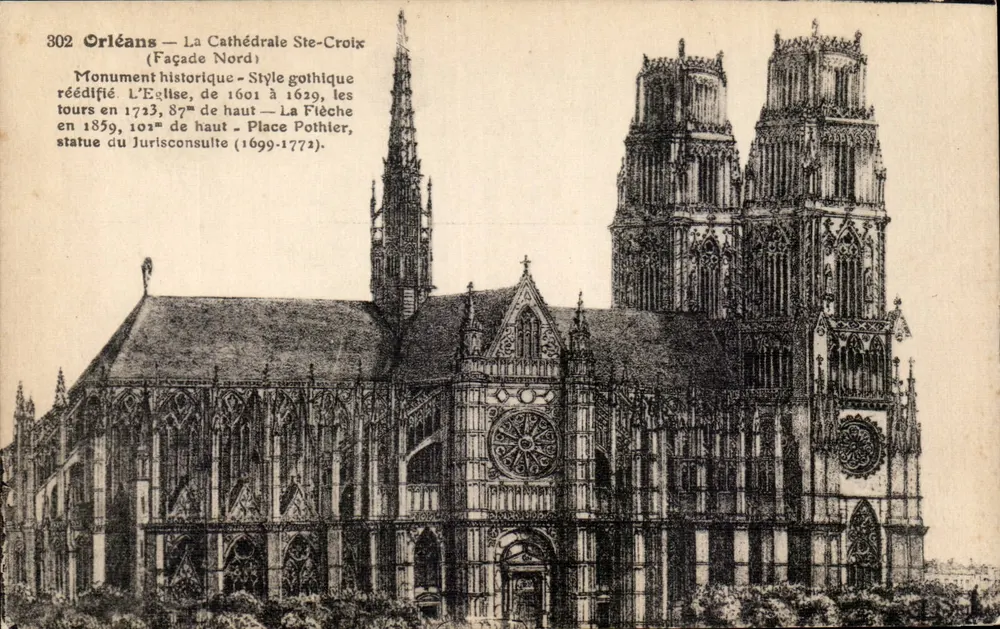 Orléans — A Catedral Ste-Croix (Fachada Norte) — L. Lerormand, n°302 - Frente