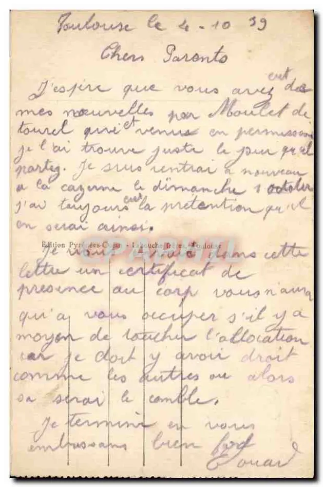 Toulouse - La rue d'Alsace-Lorraine (Aussicht von oben) — Verlag LF, n° 91 - Rückseite