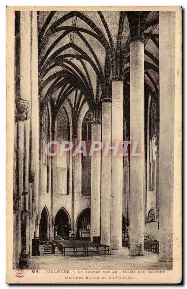 Toulouse — Innere Ansicht der Doppelneben der Kirche der Jakobiner — zweite Hälfte des 13. Jahrhunderts - Vorderseite