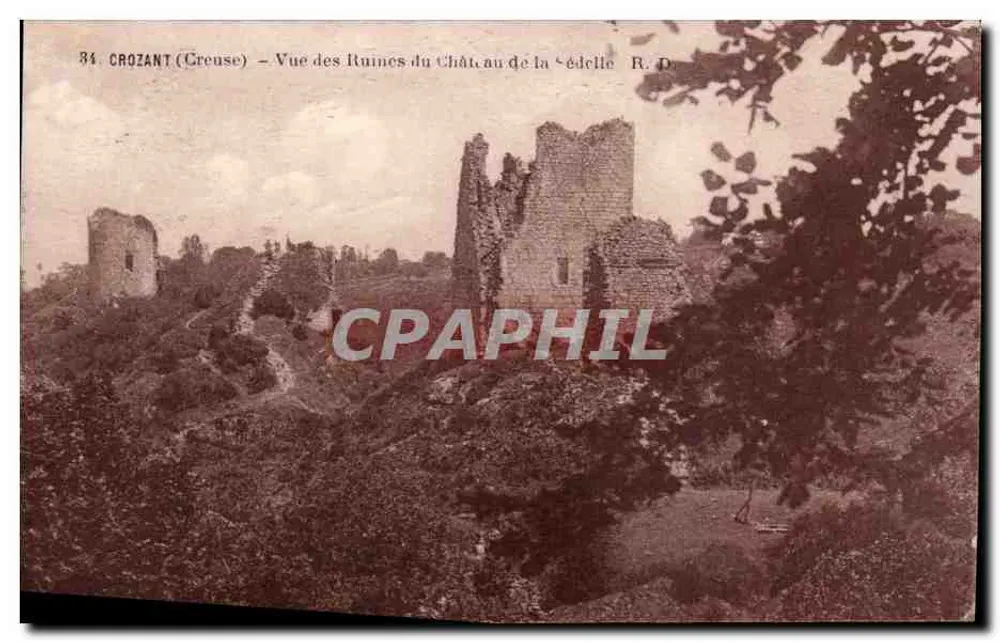 Crozant (Creuse) — Ansicht der Ruinen des Schlosses de la Sédelle — R. D. - Vorderseite