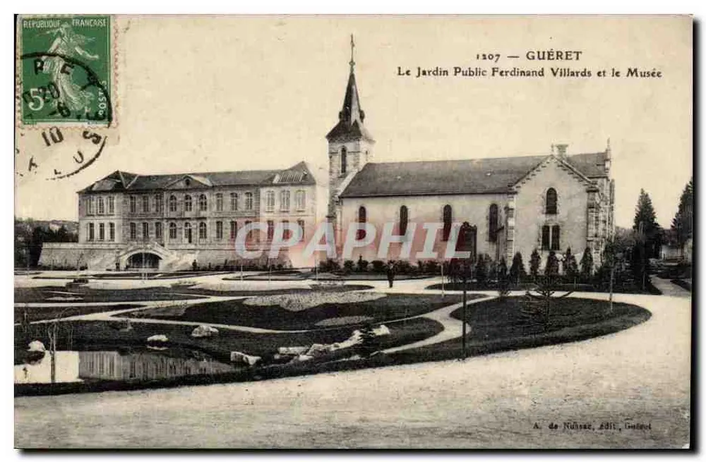 Guéret — Der Öffentliche Garten Ferdinand Villards und das Museum — A. de Nûnase, ed. Gougeot - Vorderseite