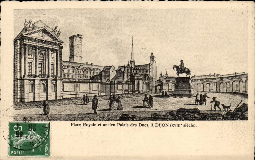 Königsplatz und ehemaliger Fürstentumspalast in DIJON (18. Jahrhundert) — französische Ausgabe - Vorderseite