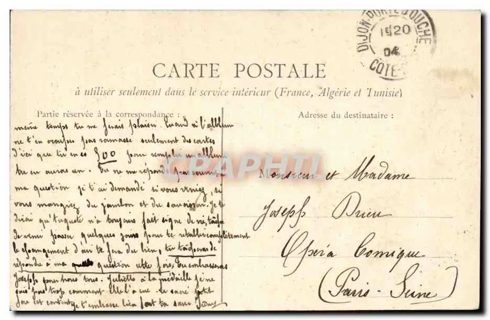 Dijon — Castelo da Água, Praça Darcy — editor não visível - Verso