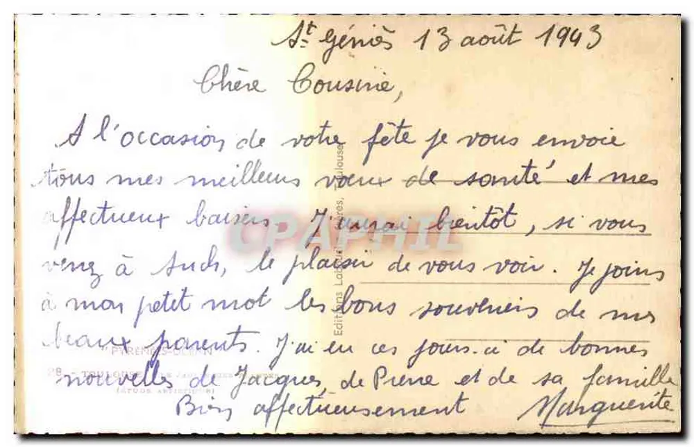 Jardin de Saint-Génios — Brücke über Teich — Verlag: Toulouse, J. Laroche, n°18 - Rückseite