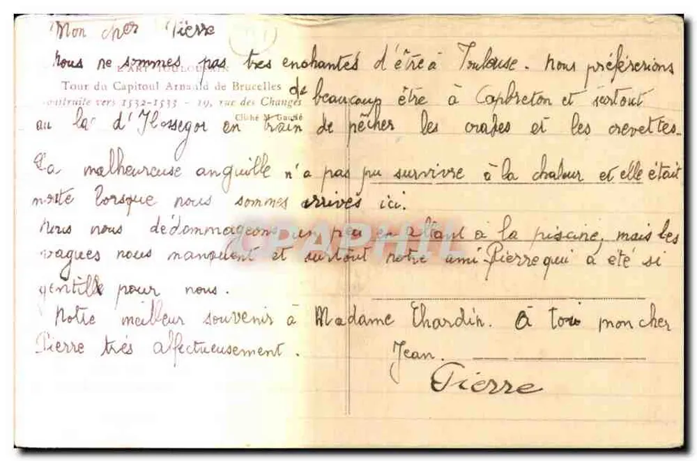 Tour des Kapitols in Toulouse — Verlag Elfe, Seriennummer nicht sichtbar - Rückseite