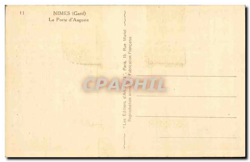Nîmes (Gard) — Drzwi Augusta — Wydawnictwo Art Marlet - Rewers
