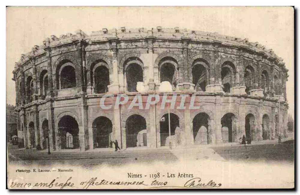 Nîmes - As Arenas — Fototip. E. Lacour — Marselha — 1198 - Frente