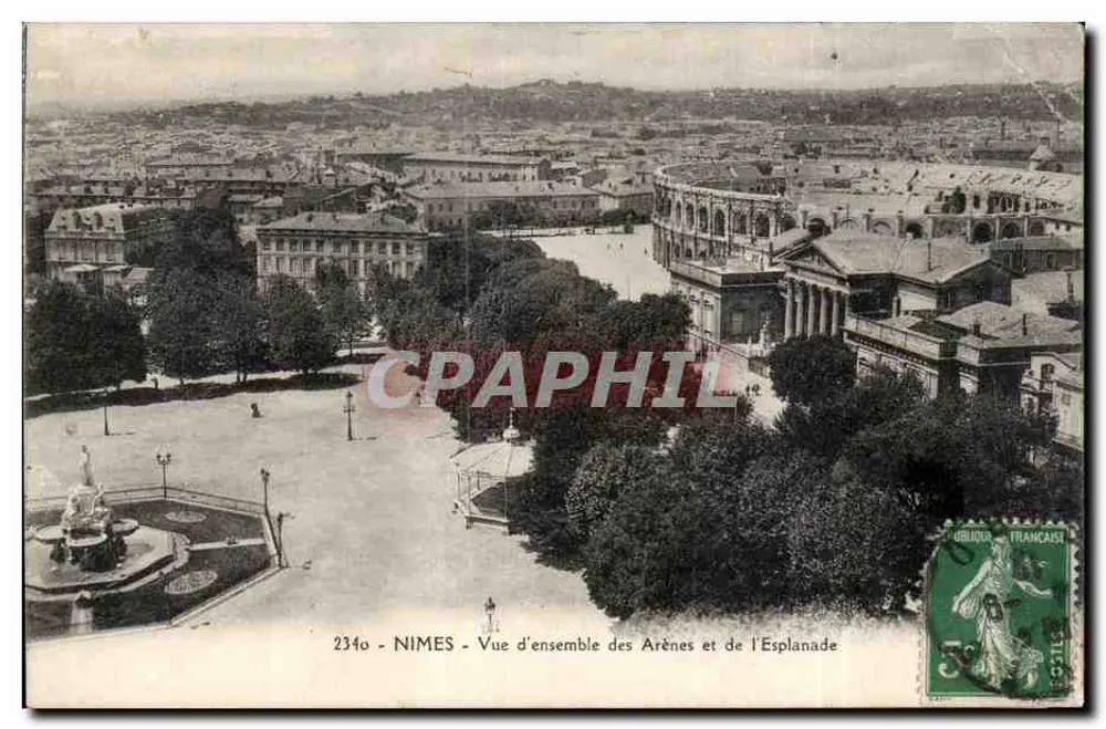 Nîmes - Vista geral das Arênes e da Esplanada — editor desconhecido, n° 2340 - Frente