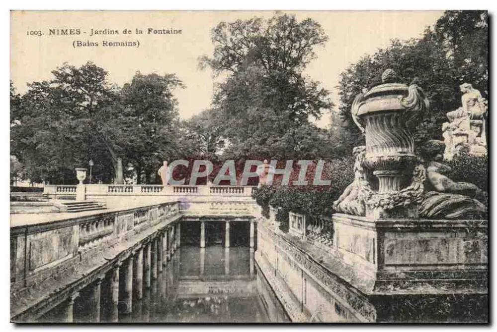 Nîmes - Jardins de la Fontaine (Römische Bäder) — Antike Ansichtskarte n°1003 — Verlag nicht sichtbar - Vorderseite