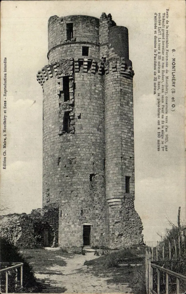 Torre de Montl'héry — Ruínas do castelo fortificado — Edição Ch. Maire, em Montl'héry e Sens - Frente