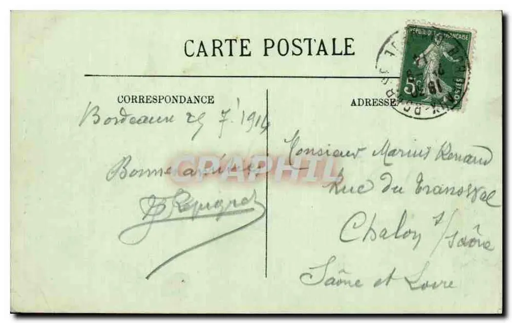 Bordeaux — A Porta do Palácio — LL. n°159 - Verso