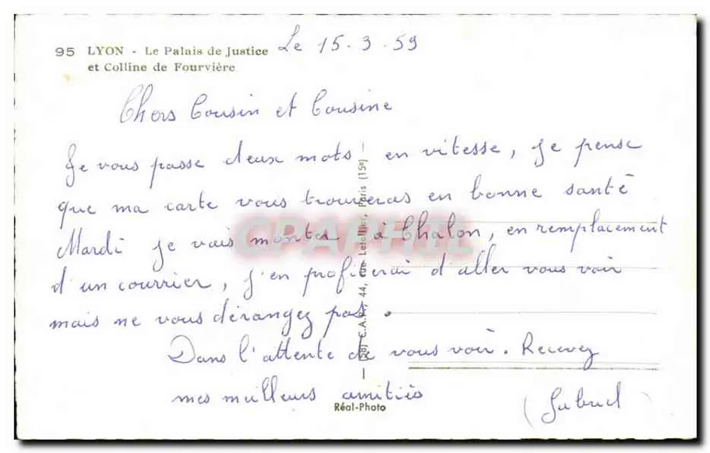 Lyon - Palácio de Justiça e Colina de Fourvière — editor Cap - Verso