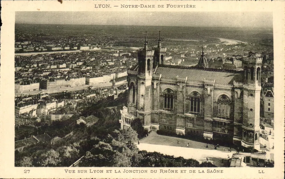 Lyon — Notre-Dame de Fourvière — Ansicht von Lyon und der Zusammenfluss des Rhône und Saône — LL n°27 - Vorderseite