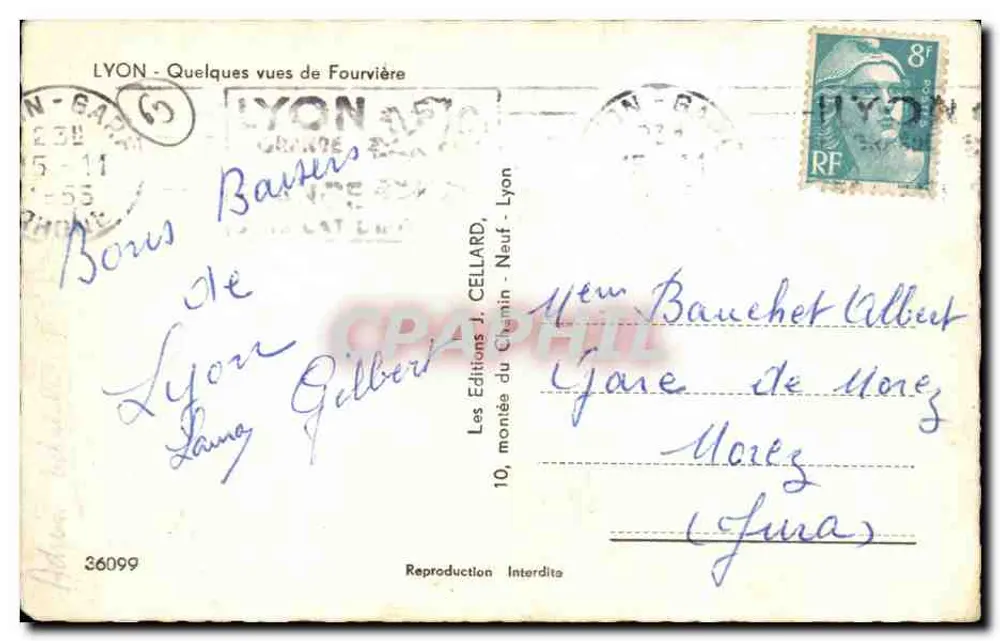 Nossa Senhora de Fourvière — Lembrança de uma visita — Edições J. Cellard, Lyon - Verso