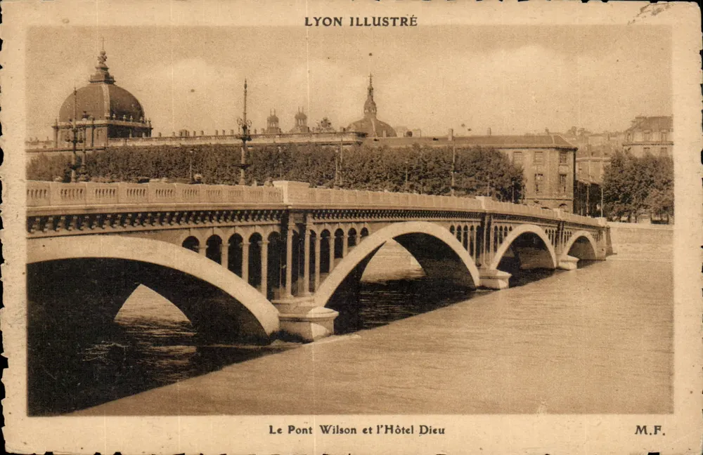 Der Wilson-Brücke und das Hôtel Dieu — Lyon — Lyon Illustré, n° M.F. - Vorderseite