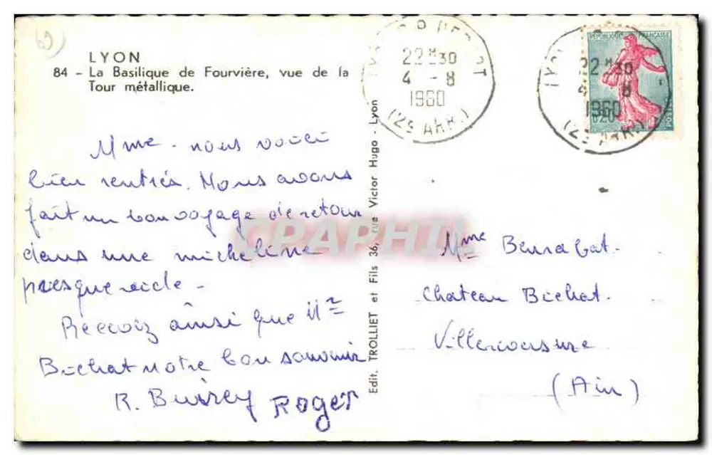 Die Basilika von Fourvière — Ansicht der Metalltürme — Edit. TROLLIET et Fils, Lyon - Rückseite