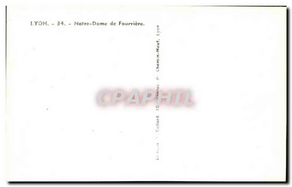 LYON - Nossa Senhora de Fourvière — Editor Culliard, Lyon, n° 34 - Verso