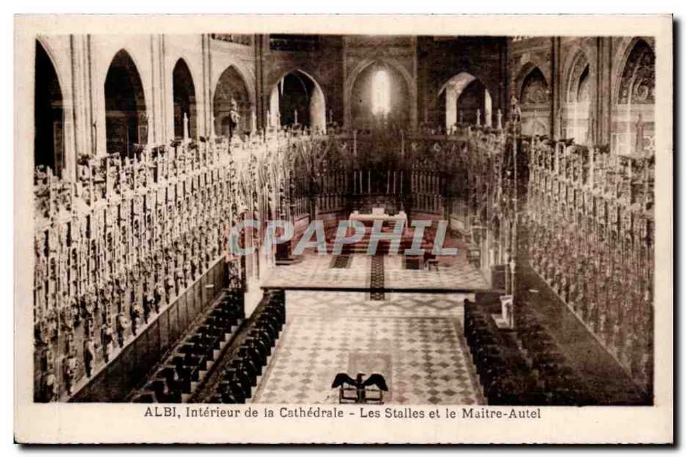 Albi, Innenansicht der Kathedrale — Die Bänke und der Hochaltar - Vorderseite