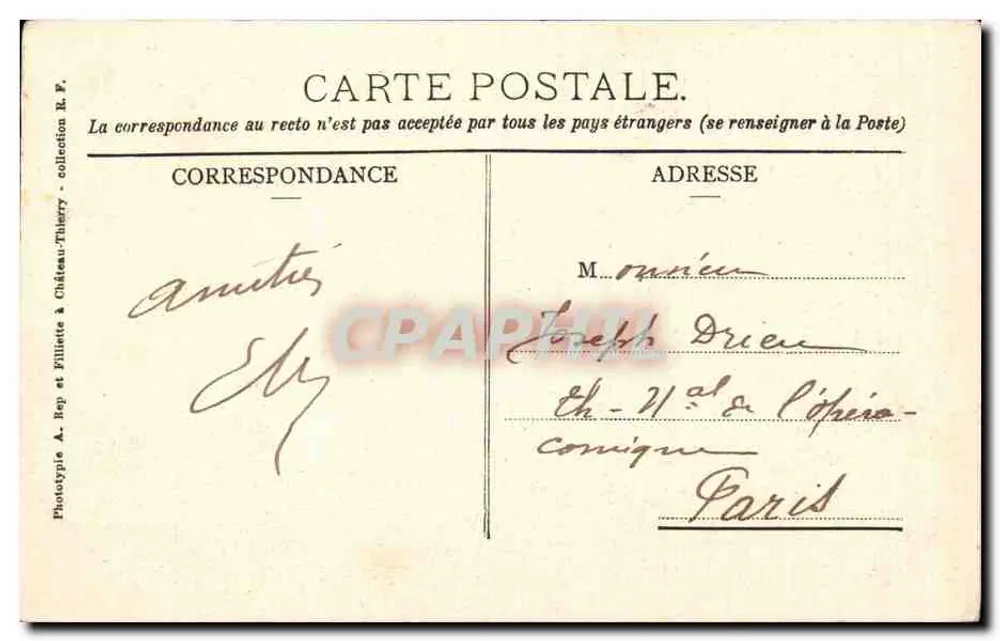 Châlons-sur-Marne - A Catedral — editor Phototypie A. Rep et Filliette & Château-Thierry, n° 188 - Verso