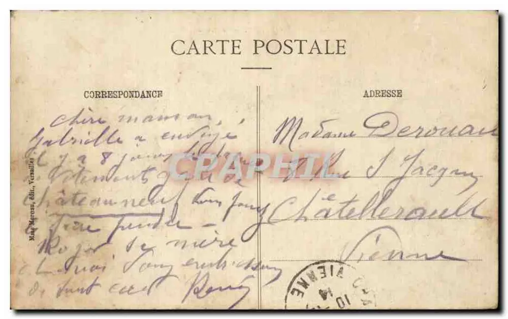 Castelo de VERSAILLES. - A Capela Real — editor Raphaël Marquet, número de série não visível - Verso