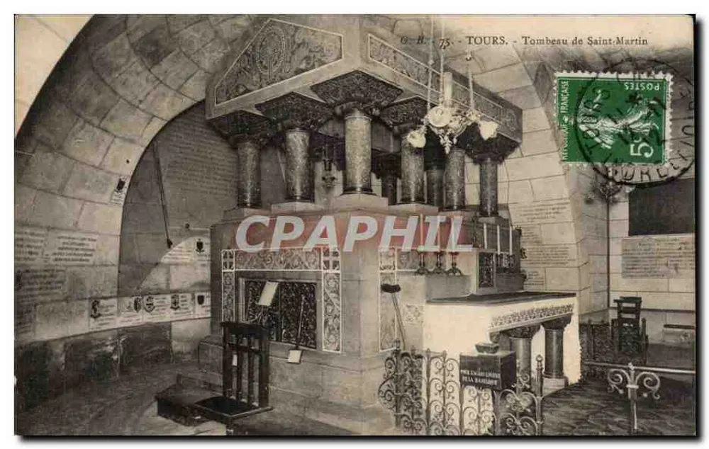 Tours - Túmulo de São Martinho — C.H. 75, editor desconhecido - Frente