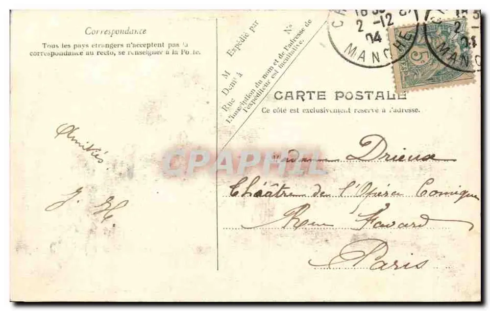 Cherbourg — Estátua de Napoleão, vista frontal — Edição da Maison Hattil, Novidades, Cherbourg - Verso