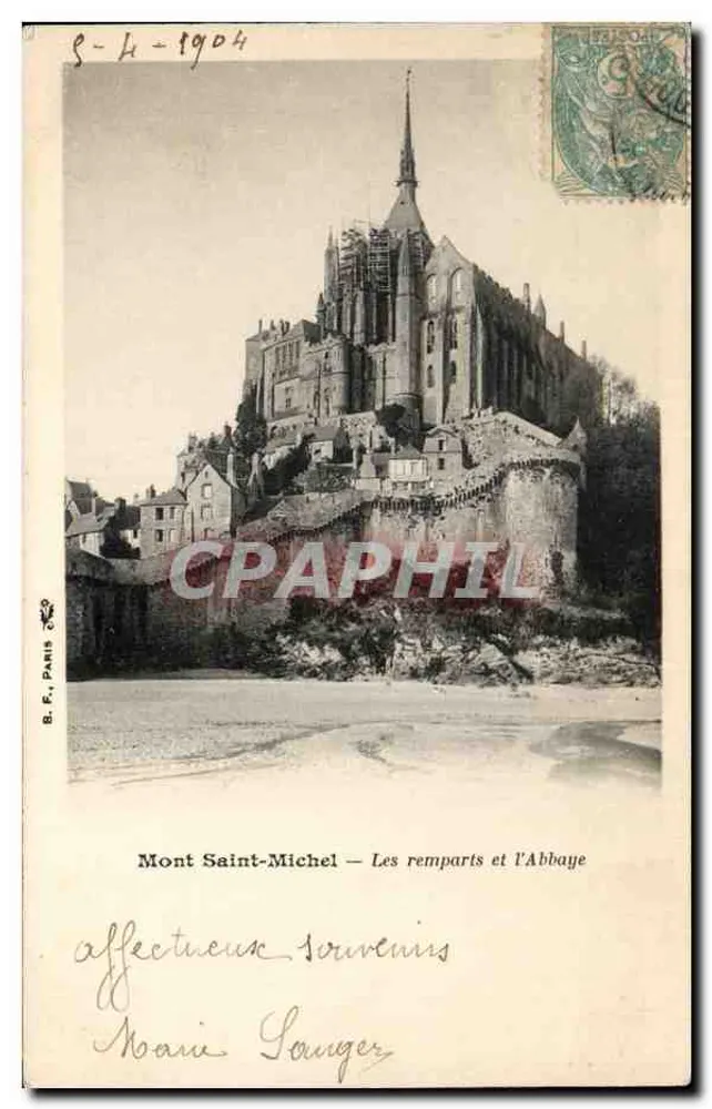 Mont Saint-Michel — Die Mauern und die Abtei — B. F., Paris - Vorderseite