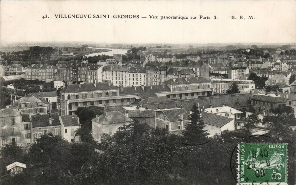 Villeneuve-Saint-Georges — Panoramablick auf Paris 3. B.B.M. - Vorderseite
