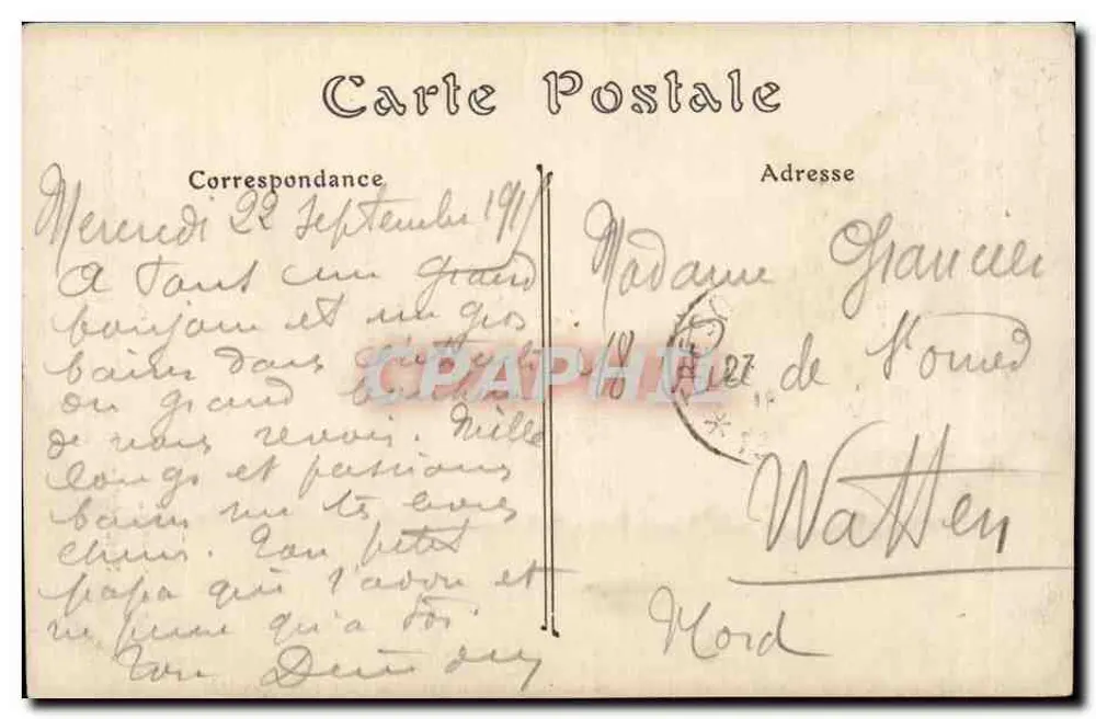 Bombardement von REIMS durch die Deutschen — 19. September 1914 — Historisches Hotel, Rue de la Grue — Sammlung M. Bergeon, Reims - Rückseite