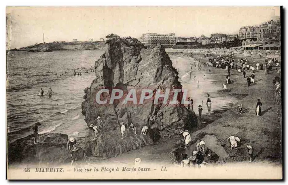 Biarritz — Vista da Praia com Maré Baixa — L.L. - Frente