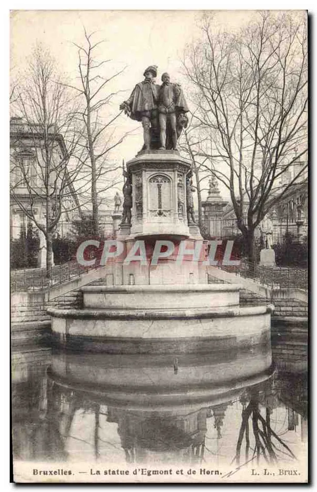 Bruxelas — A estátua de Egmont e de Horn — L. L., Brux. - Frente