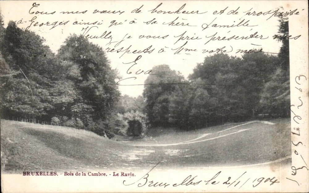Brüssel - Bois de la Cambre - Der Ravin — Eva, datiert 2/11/1904 - Vorderseite
