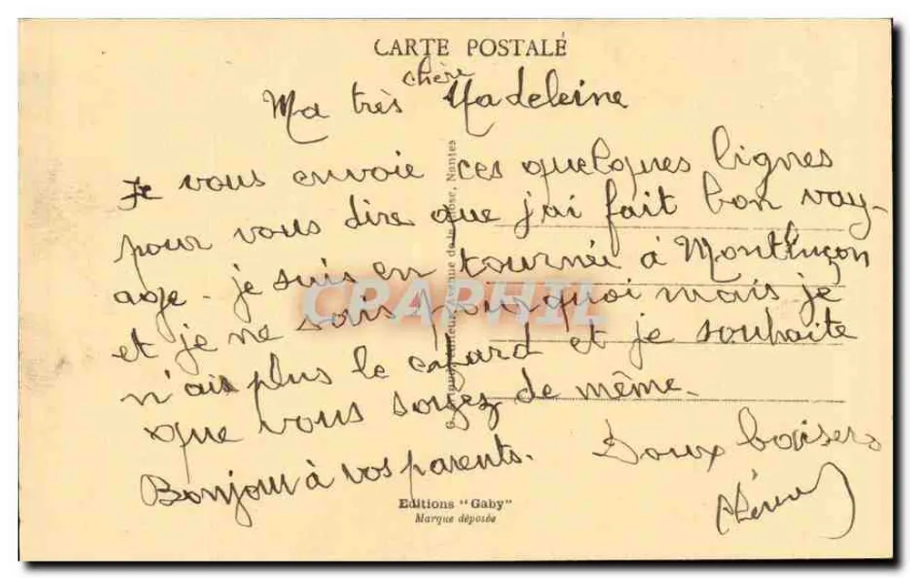 Montluçon — A Torre do Castelo — Saby - Verso