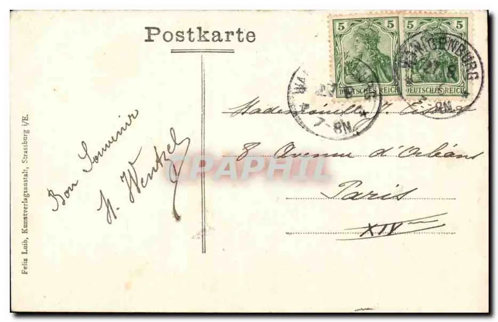 Ruínas de Nideck — ruína de torre de pedra — Felix Lub, Kunstverlagsanstalt, Strassburg / B.R. - Verso