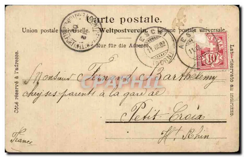 Lake Blausee — View of the lake with house and mountains — Publisher Hélène, n° 354 - Back
