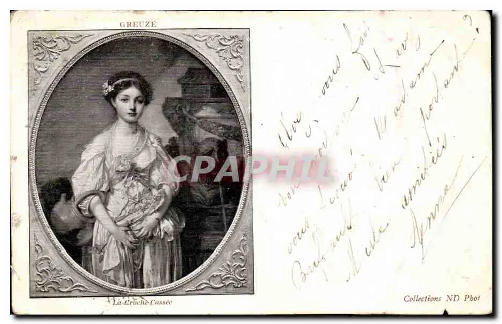 Porträt einer Frau — Radierung von La Cruche-Cassée — Verleger Greuze - Vorderseite