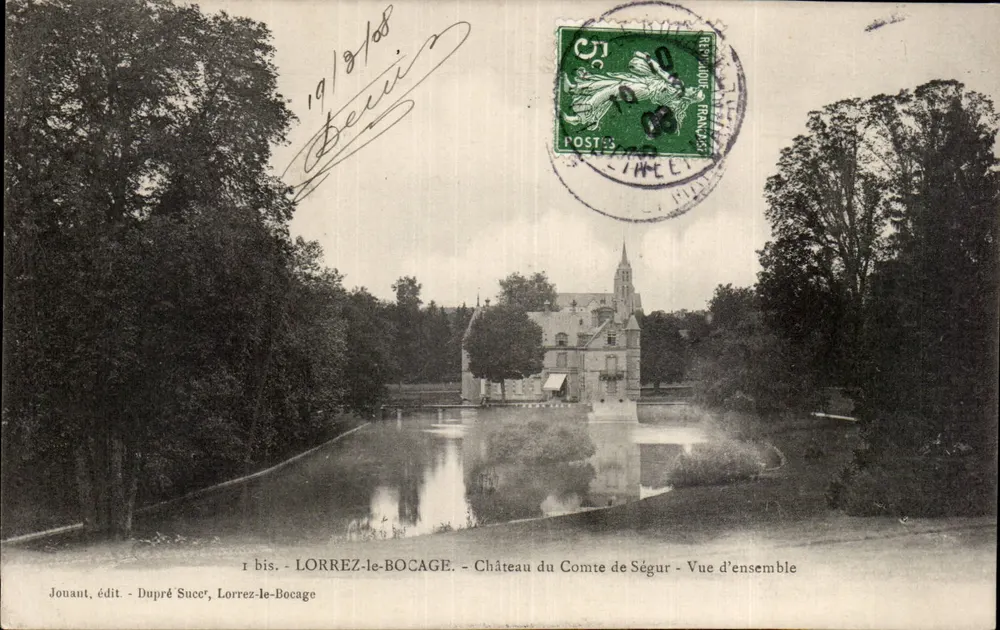LORREZ-LE-BOCAGE — Zamek hrabiego de Ségur — Widok ogólny — Jouant, wyd. - Dupré Sucer - Awers