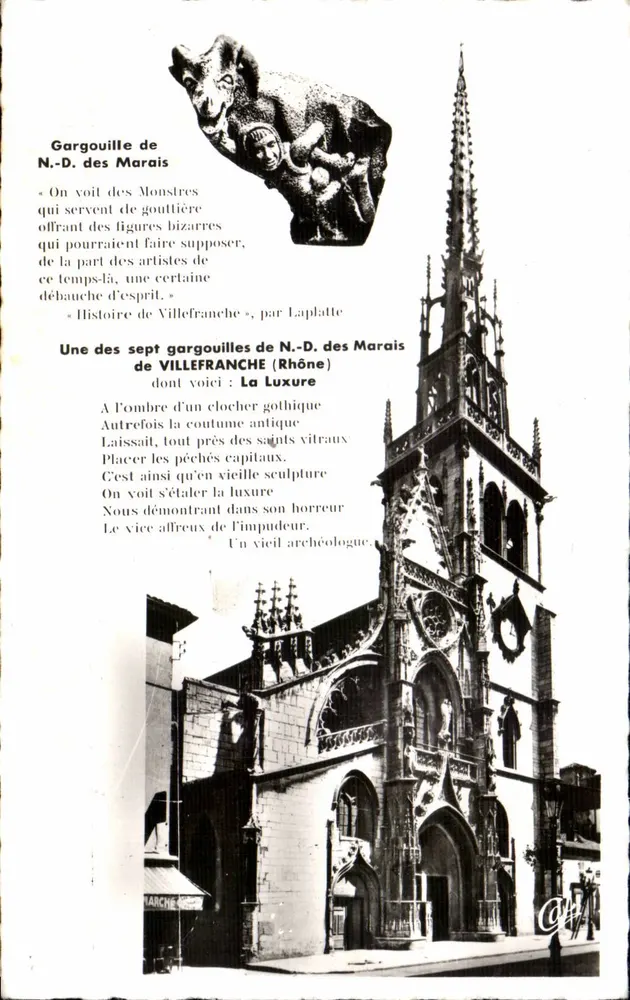 Kirche Notre-Dame des Marais — Gotische Wasserspeier — Réal-Photo - Vorderseite