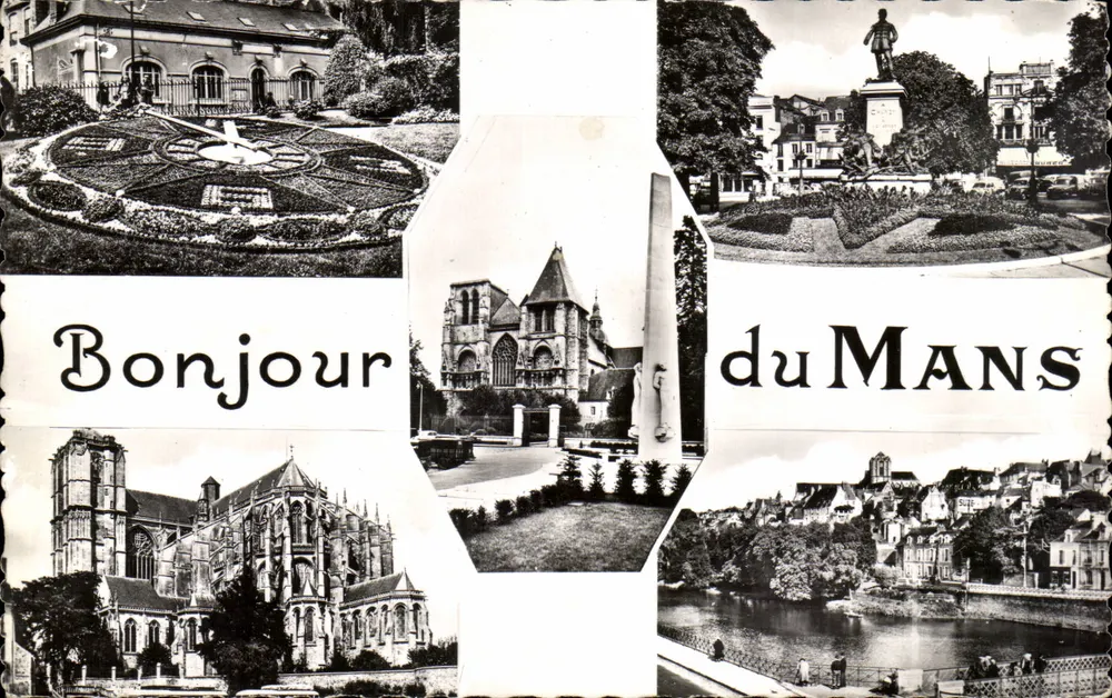 Le Mans — Boas-vindas de Le Mans — collage de locais emblemáticos - Frente