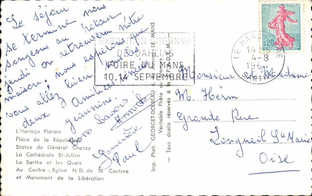 Le Mans — Boas-vindas de Le Mans — collage de locais emblemáticos - Verso