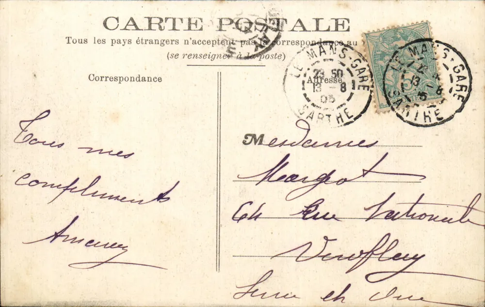 Le Mans — Pont en X e Bairro do Pré — J. Bouvret, Le Mans, n°73 - Verso