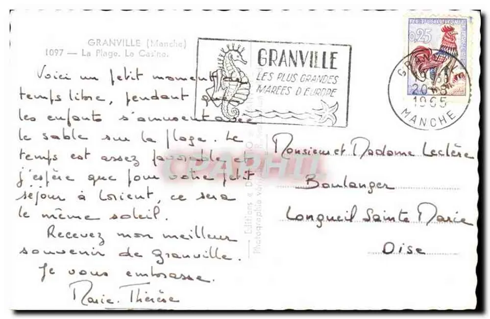 Granville — A Praia. O Casino — Éditions & Photographie Roy - Verso