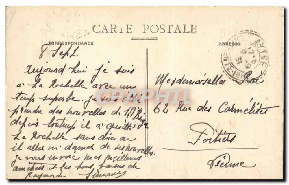 LA ROCHELLE - Casino du Mail, Fassade zur Promenade — anonymer Verleger, Nr. 895 - Rückseite