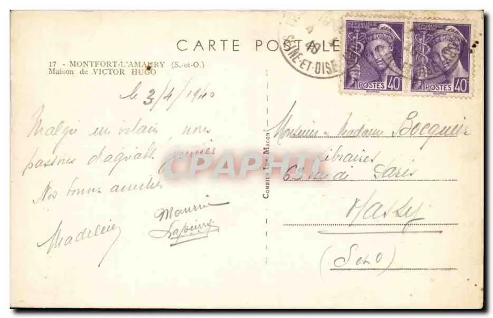 Montfort-l'Amaury — Haus von Victor Hugo — Verlag Raim - Rückseite