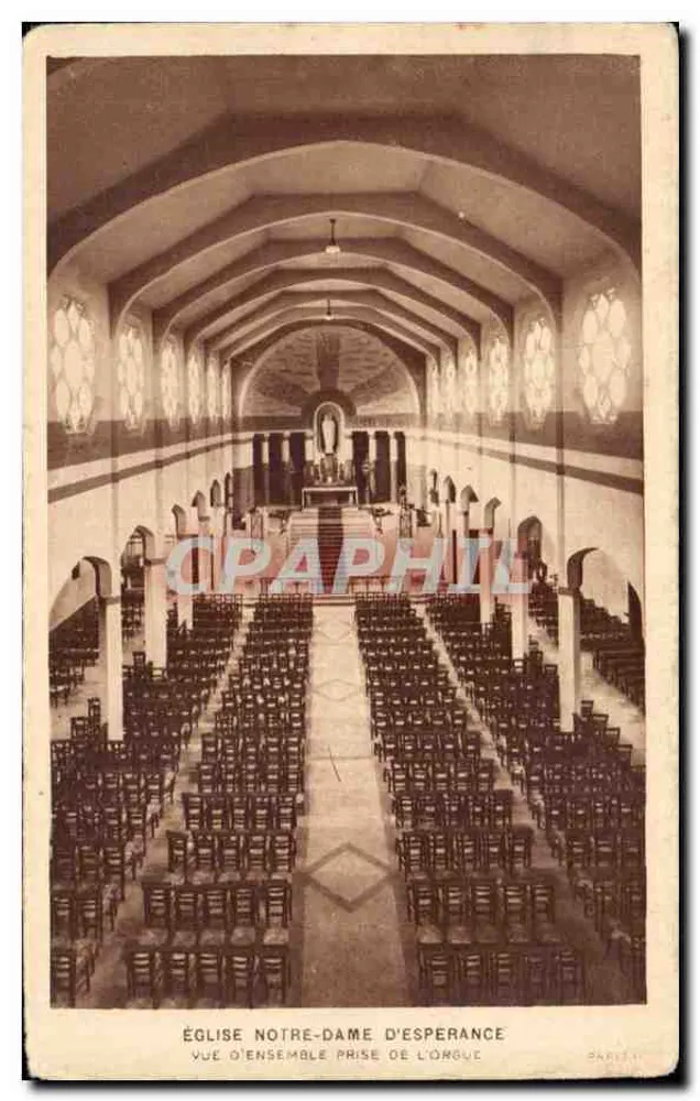 Église Notre-Dame d'Espérance — Vue d'ensemble prise de l'orgue — Édition Interlith - Recto