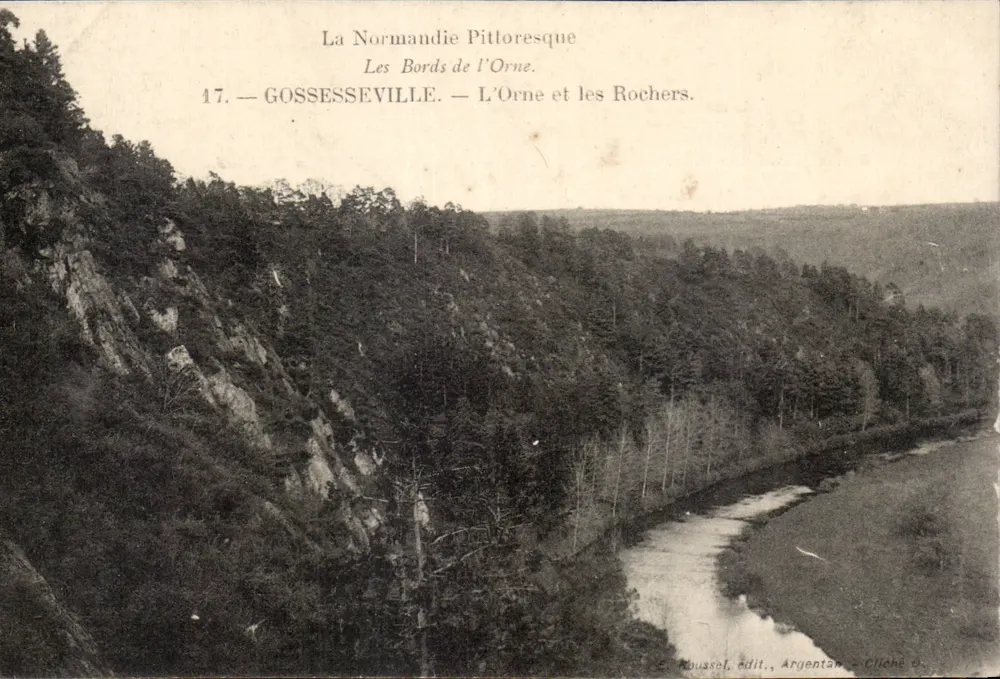 Gossesville — Die Orne und die Felsen — Die malerische Normandie — Verlag Roussel, Argentan - Vorderseite