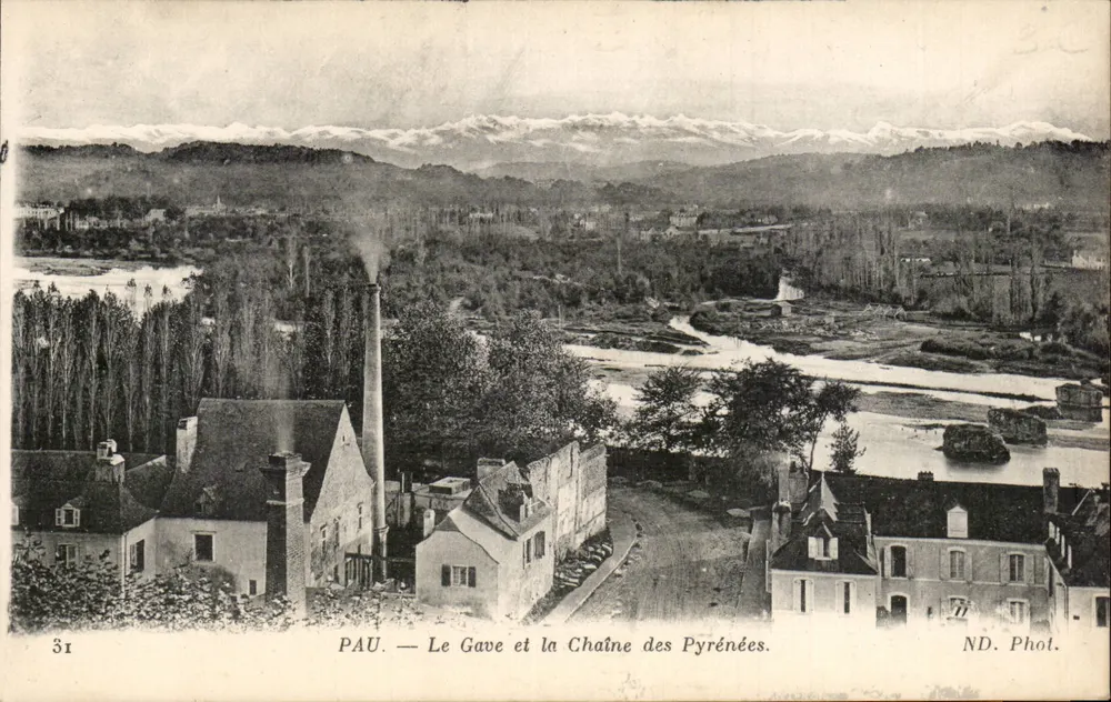 Pau — Der Gave und die Pyrenäen — ND. Phot. - Vorderseite