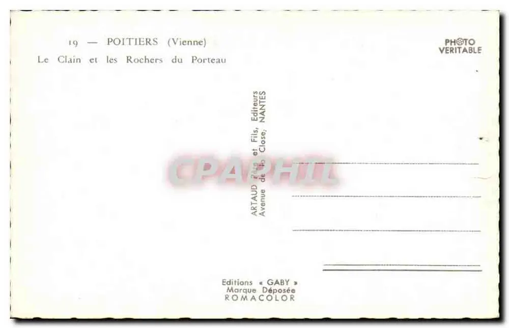 Le Clain und die Rochers du Porteau — Poitiers (Vienne) — Editions Gaby - Rückseite