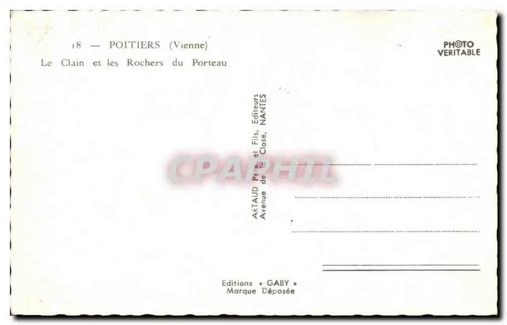 Le Clain und die Rochers du Porteau — Poitiers (Vienne) — Éditions Gaby - Rückseite